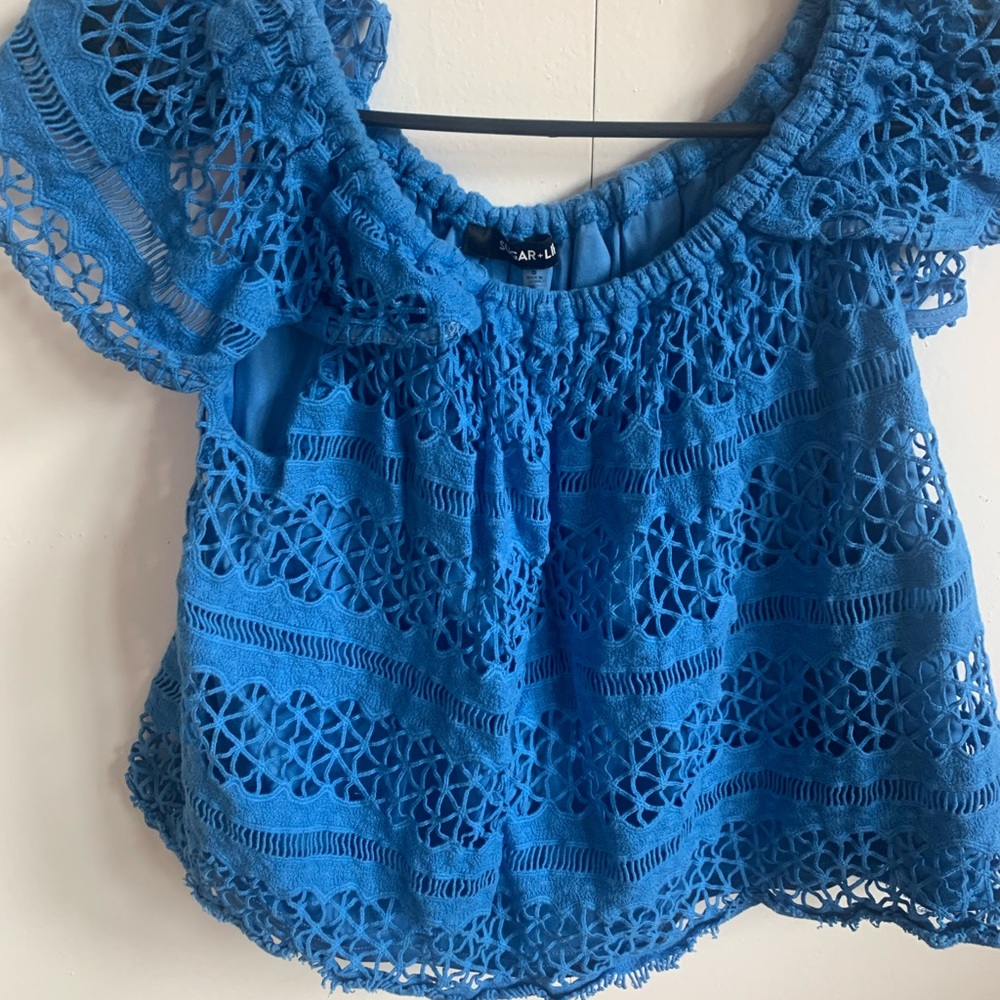 Blue Lace Sugar & Lily Off the Shoulder Top